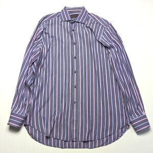 Etro Button Down Men's Size 42 Purple Vertical Stripe Shirt